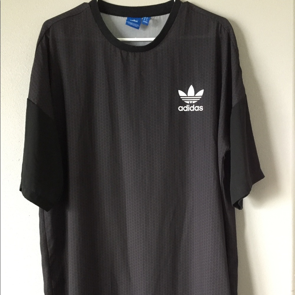 Adidas Trefoil Black Floral Shirt Dress Med Rare